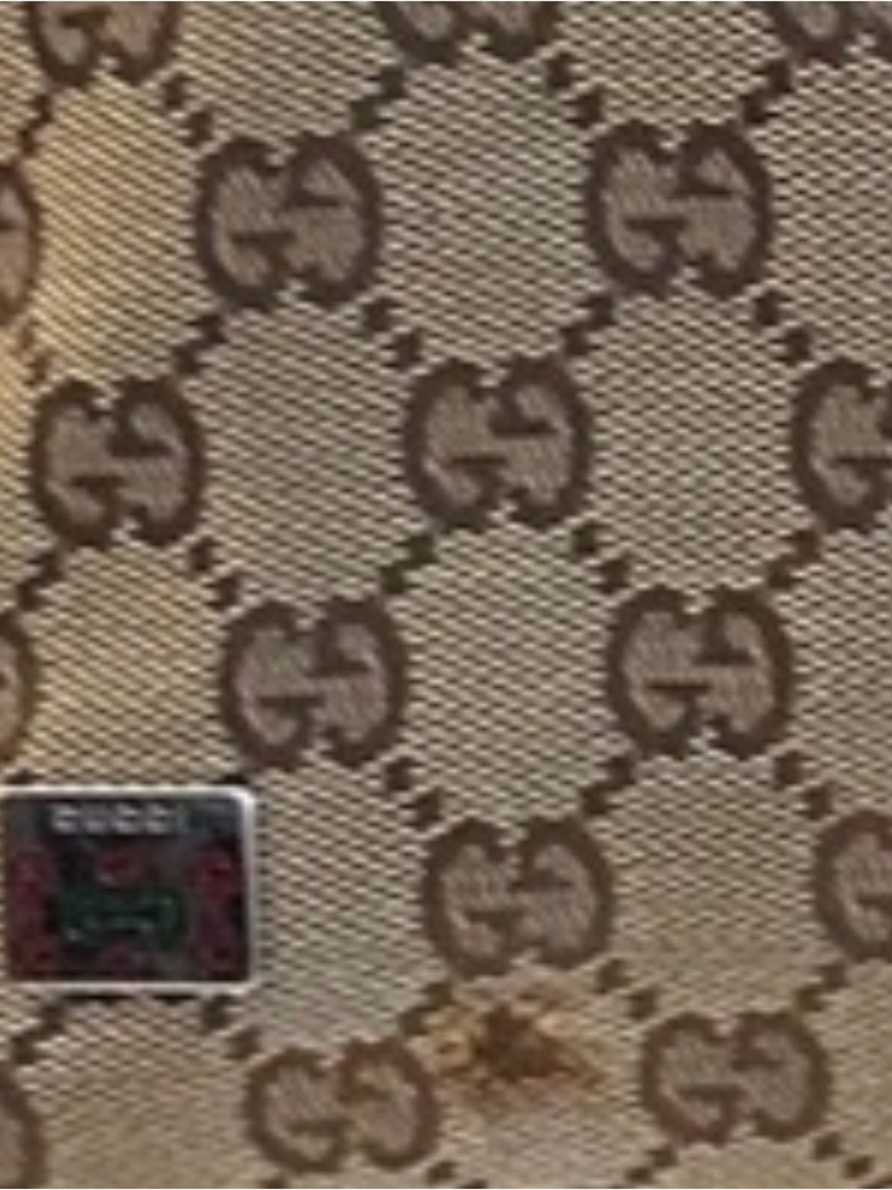 Gucci Beige GG Canvas Tote with Green and Red Striped Handles - Picture 11 of 12